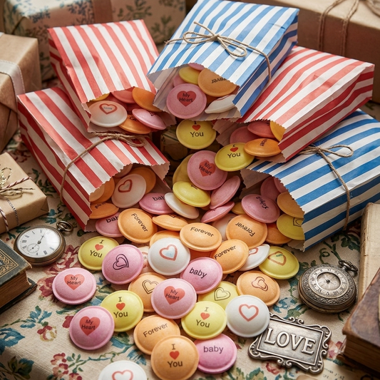 personalised retro sherbet flying saucers for wedding party favours